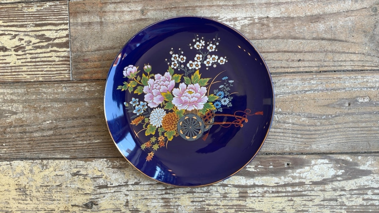 Navy and Floral Plate (10.5”)
