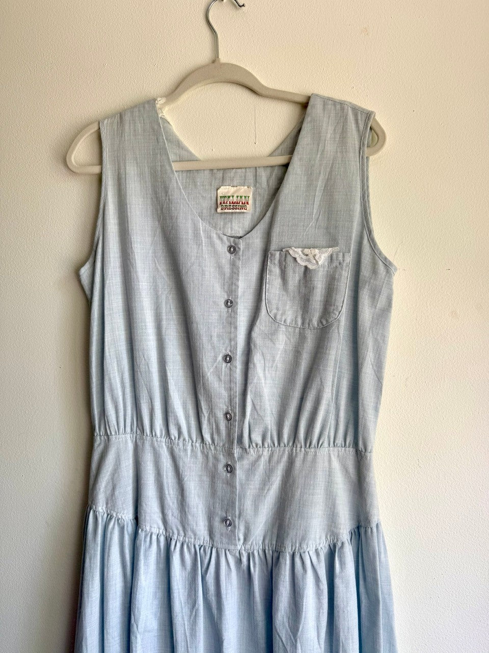 80s light blue drop waist sundress
