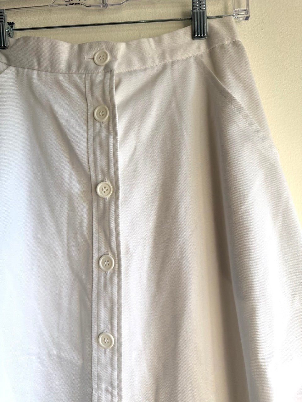 70s white button front maxi skirt
