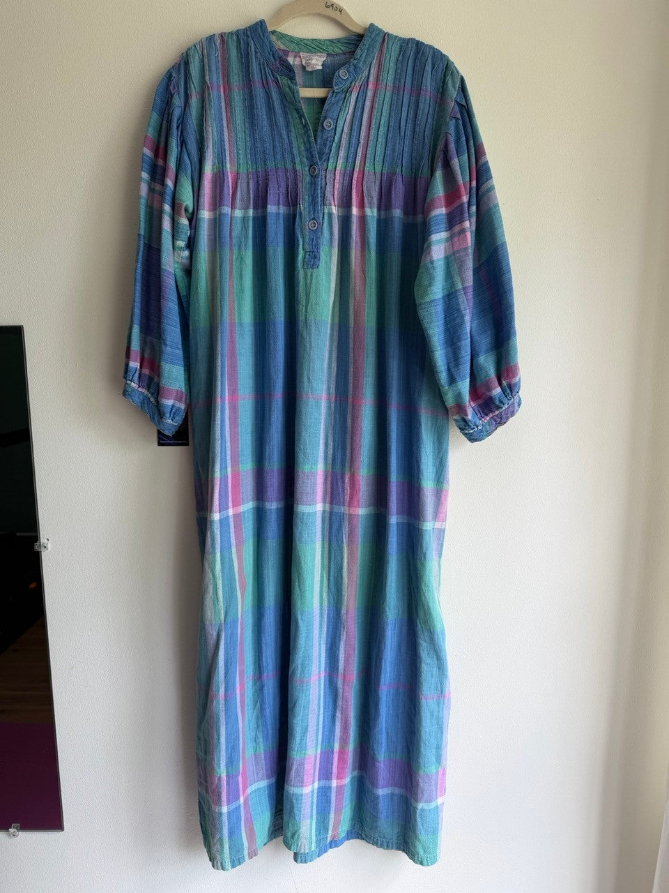 80s plaid cotton kaftan