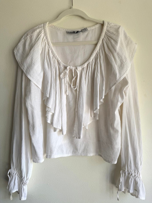 80s ivory ruffle collar poet blouse