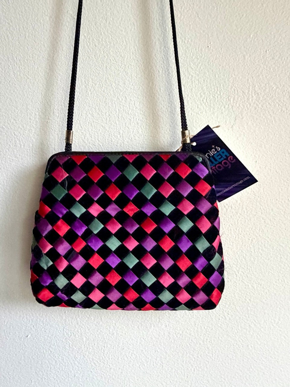 vintage woven crossbody purse