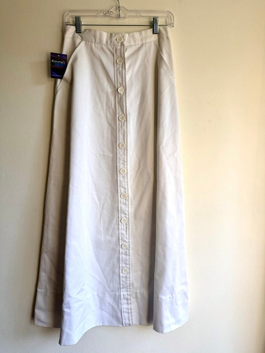 70s white button front maxi skirt
