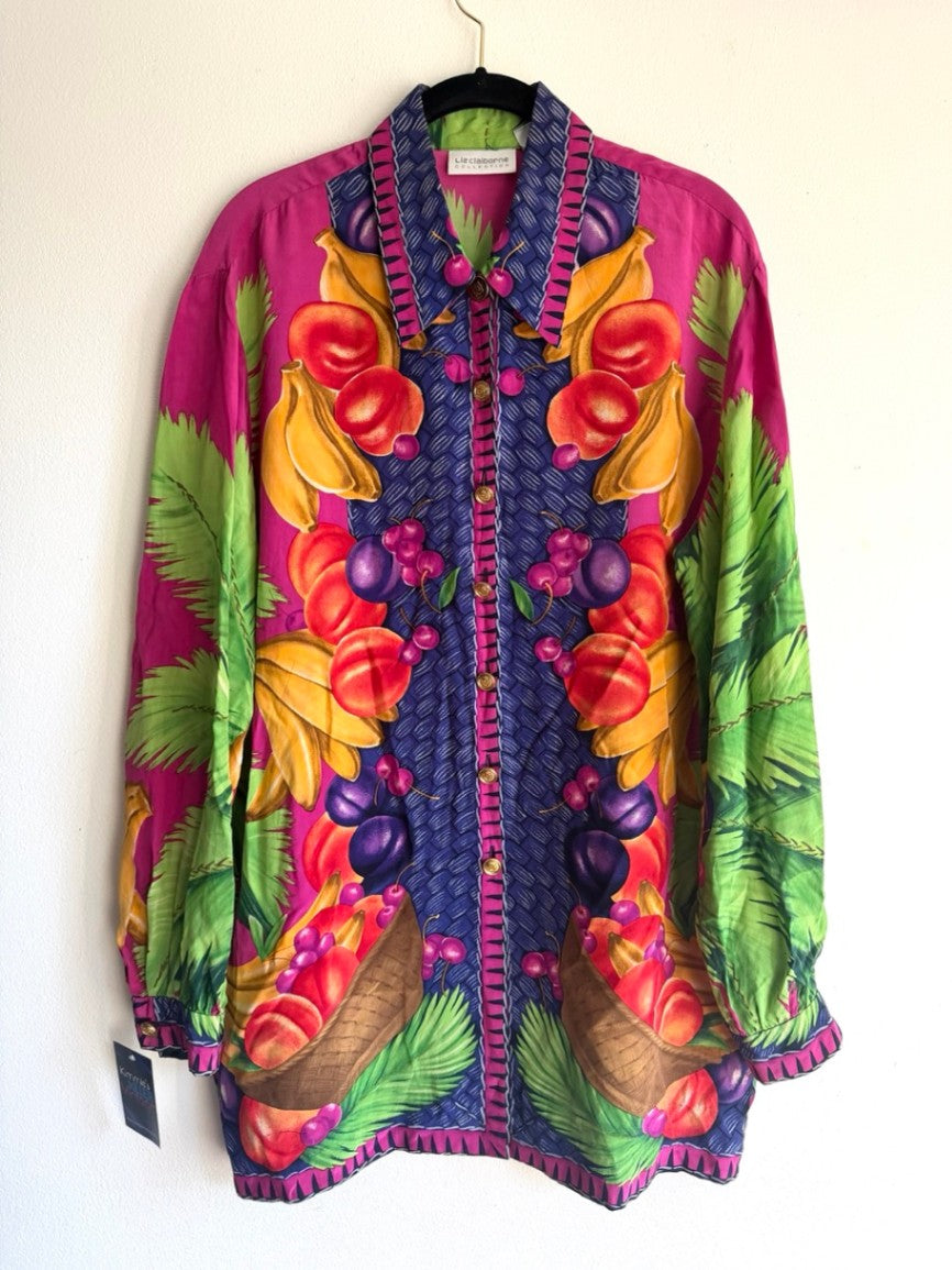 90s Liz Claiborne silk fruit blouse