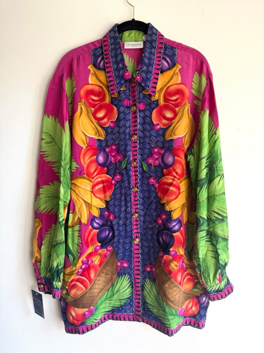 90s Liz Claiborne silk fruit blouse