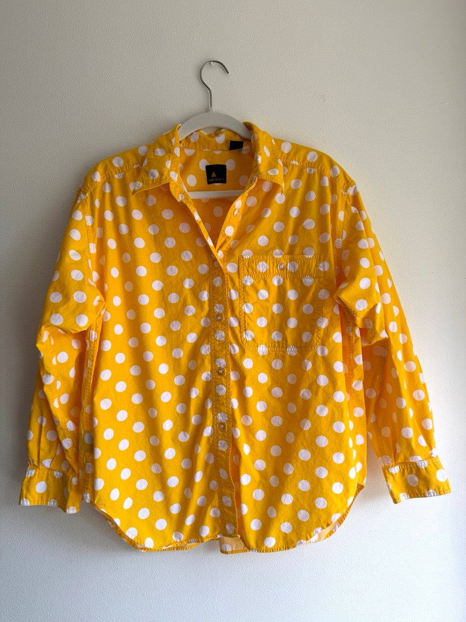 80s Liz Wear yellow polka dot shirt