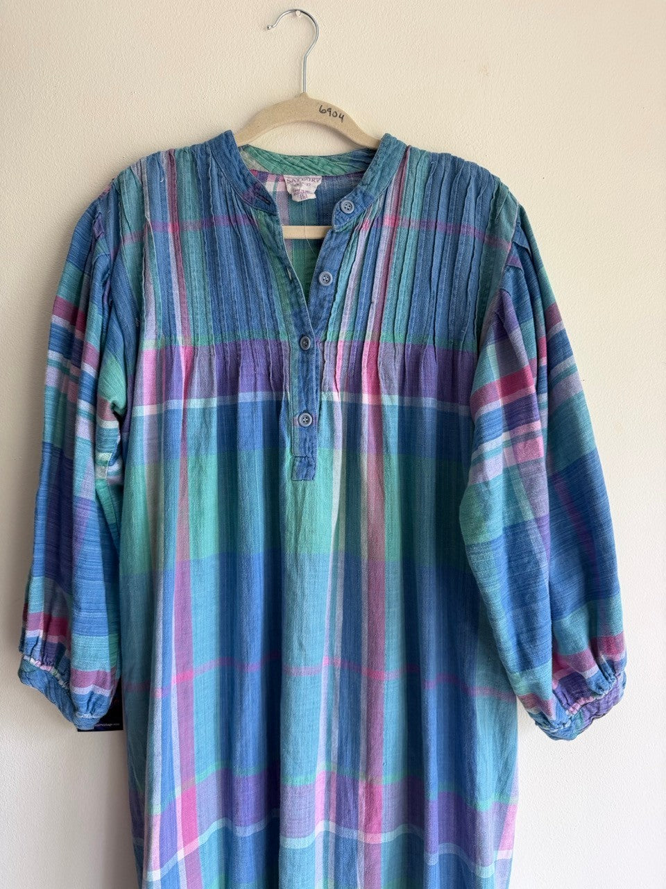 80s plaid cotton kaftan
