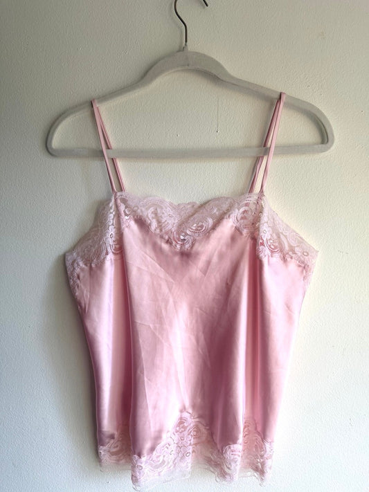 90s Christian Dior pink lace trim cami