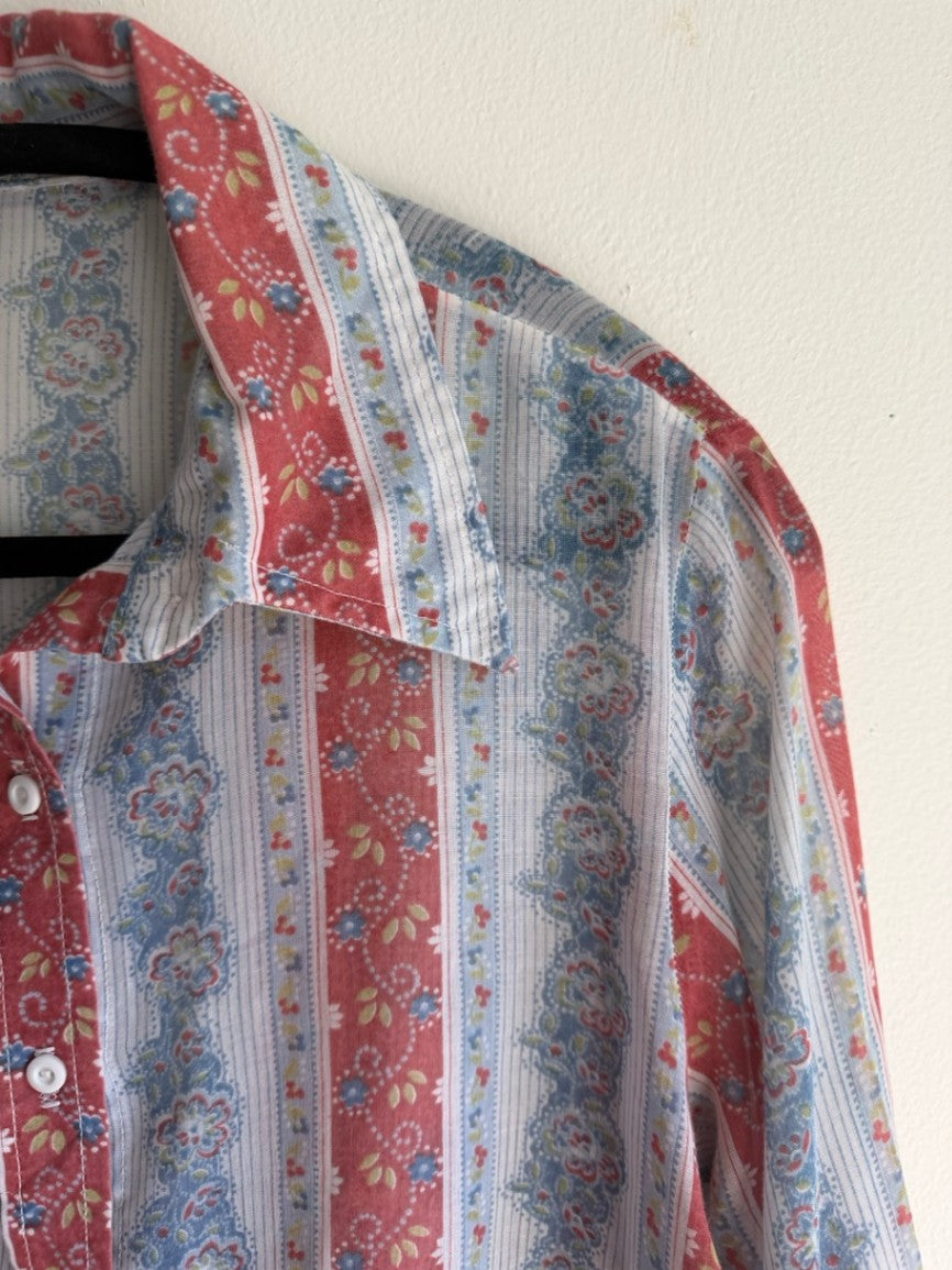 70s floral dagger collar shirt