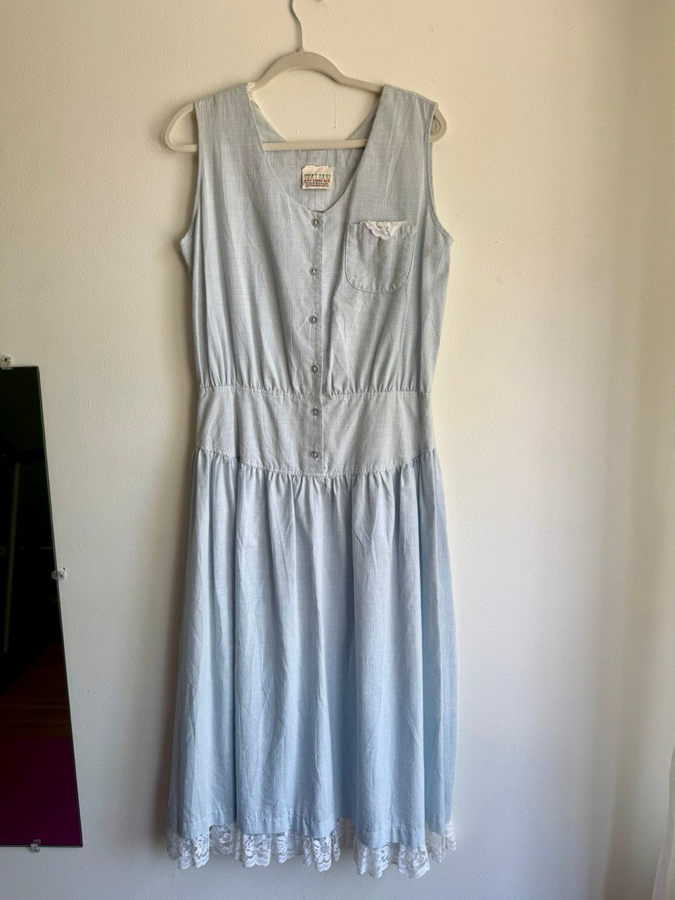 80s light blue drop waist sundress