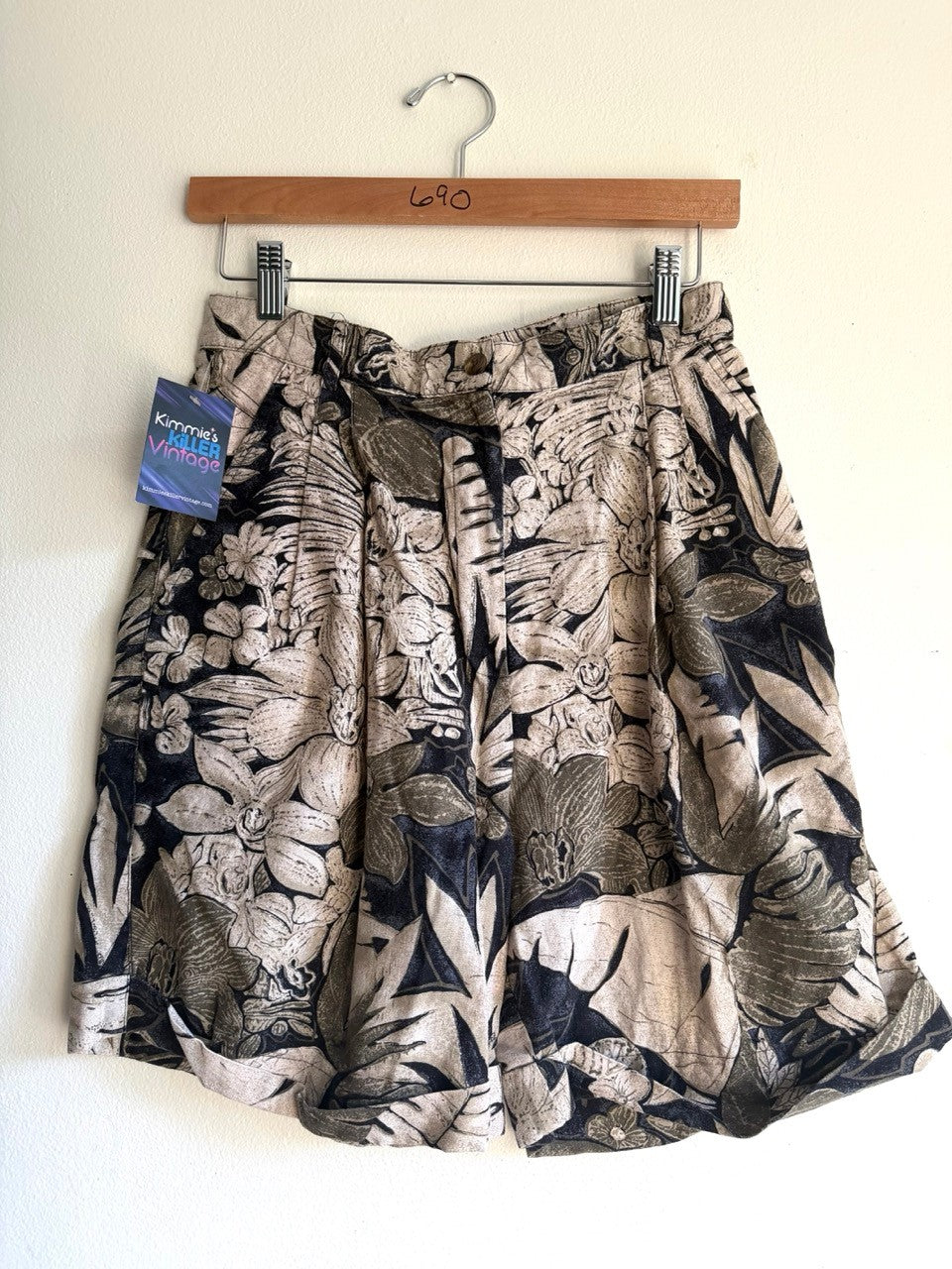 90s tropical garden linen vest/shorts set