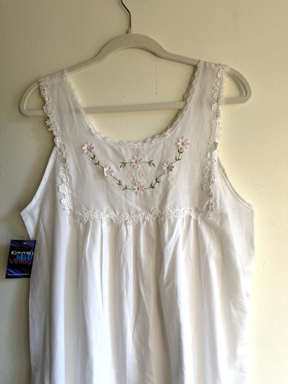 white cotton daisy chain slip dress