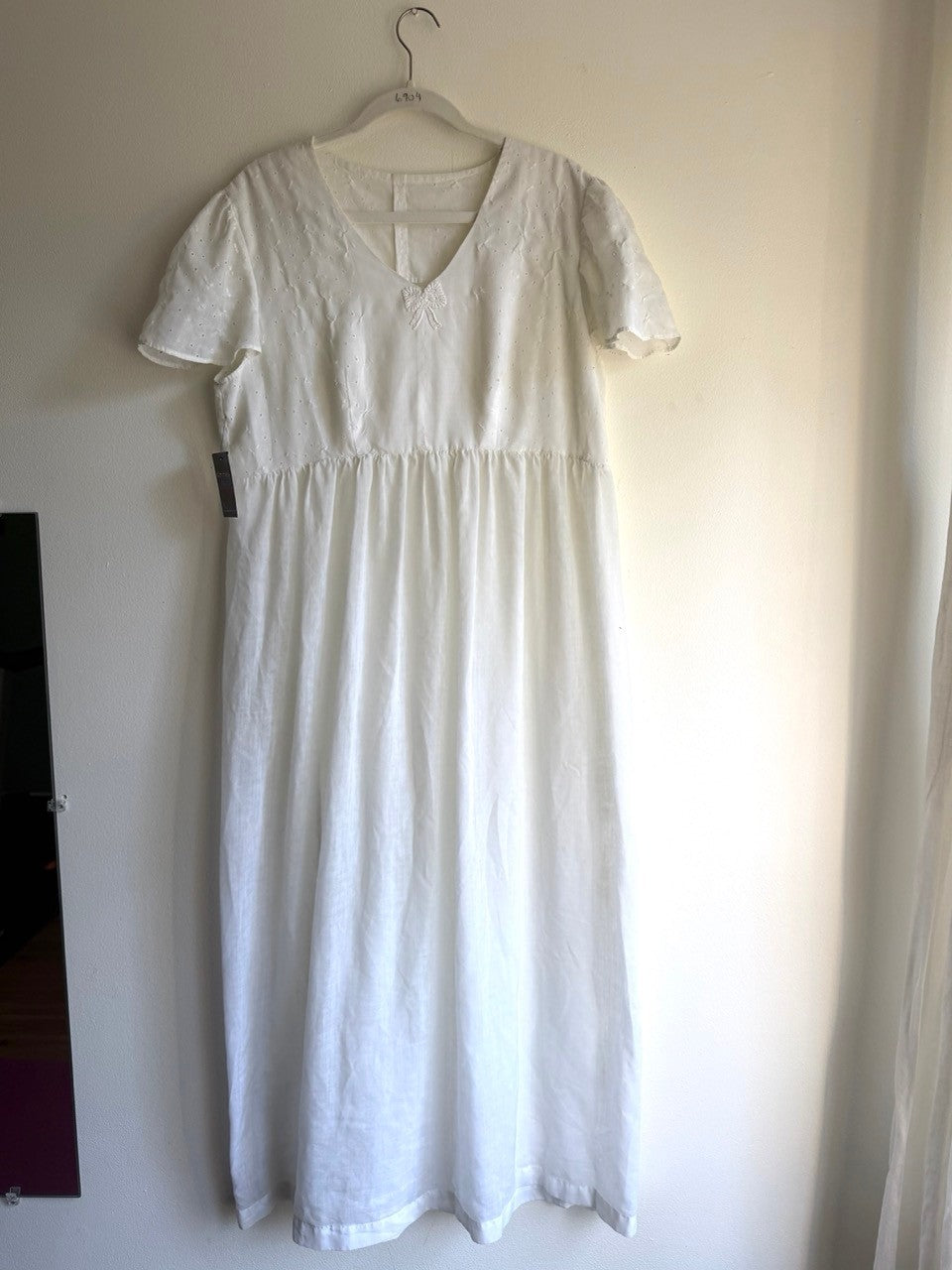 70s semi sheer eyelet bodice maxi dress