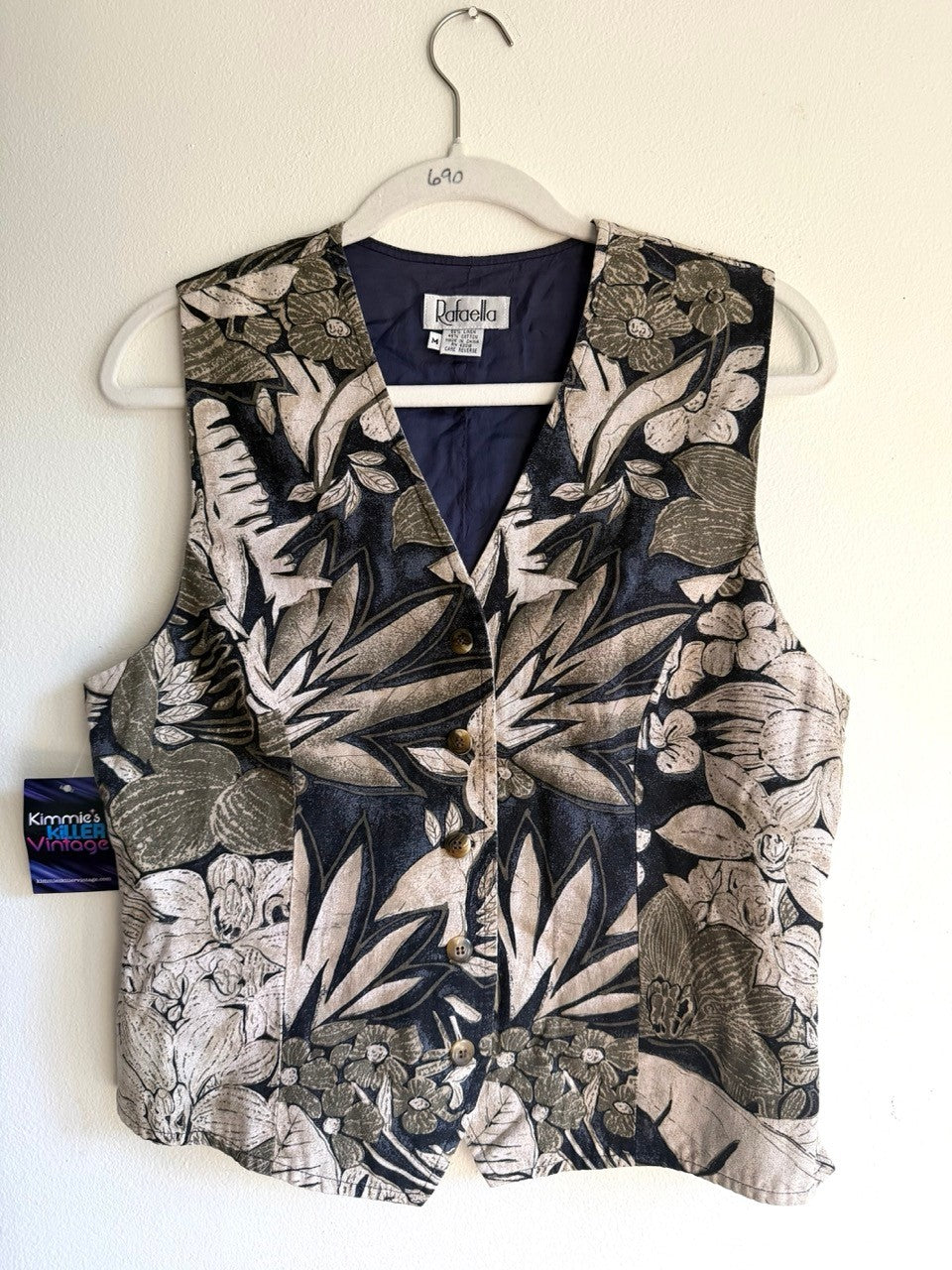 90s tropical garden linen vest/shorts set
