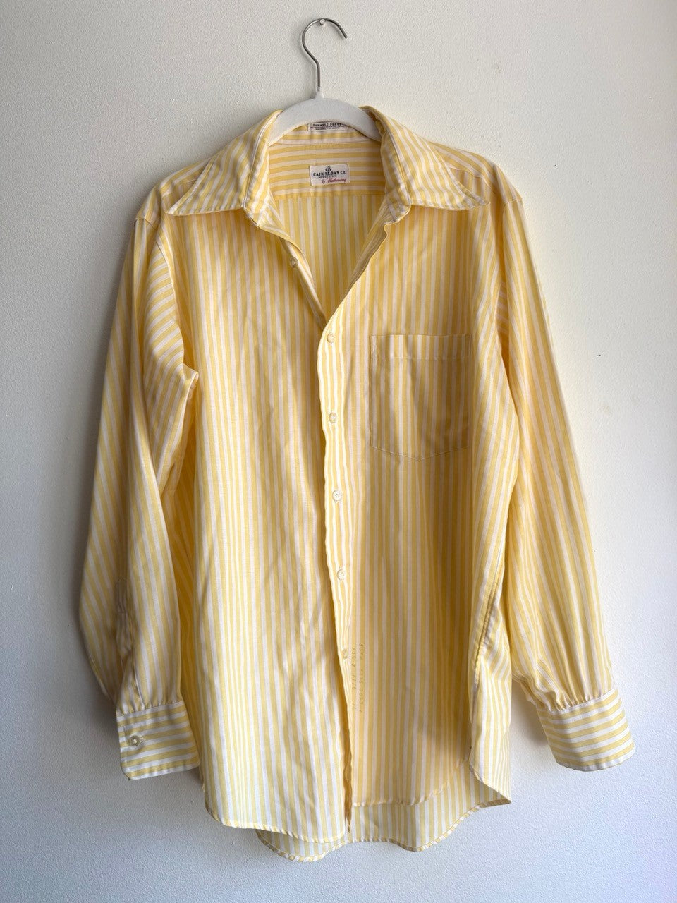 70s yellow & white striped shirt