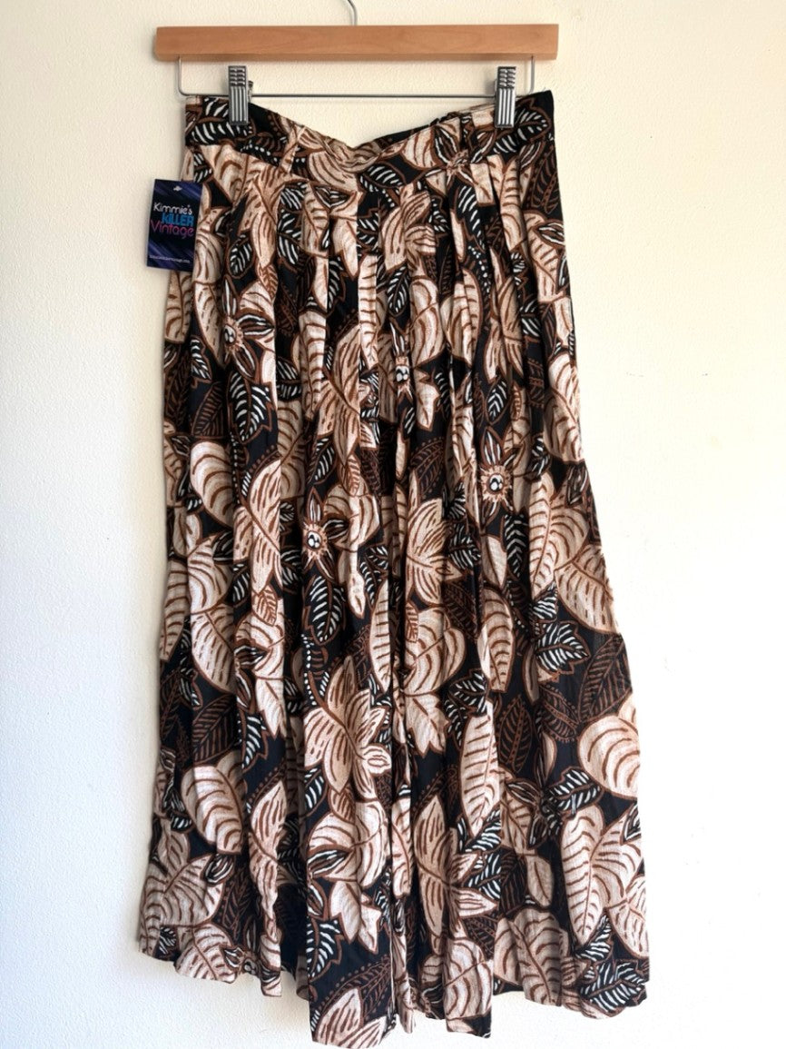 90s Leafy print midi skirt