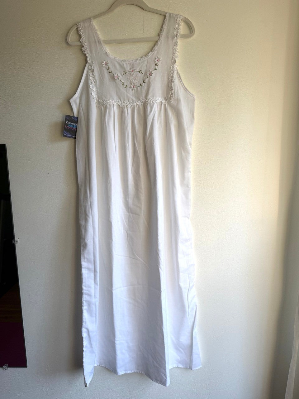 white cotton daisy chain slip dress