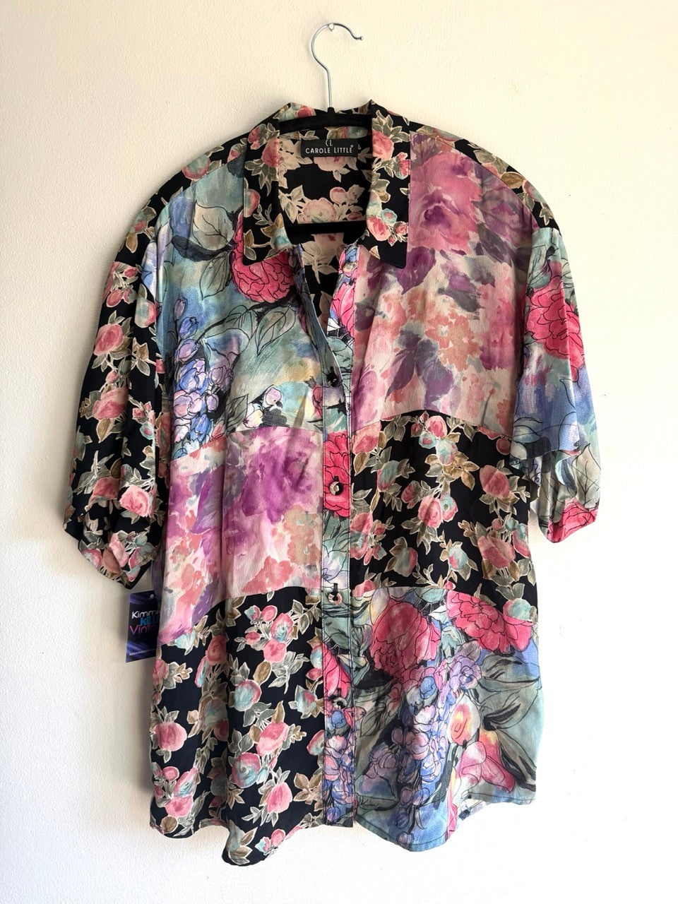 80s floral patchwork blouse
