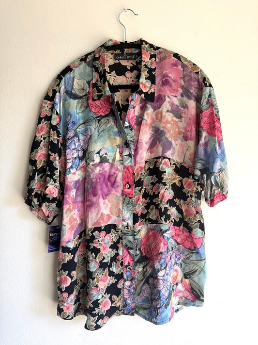 80s floral patchwork blouse