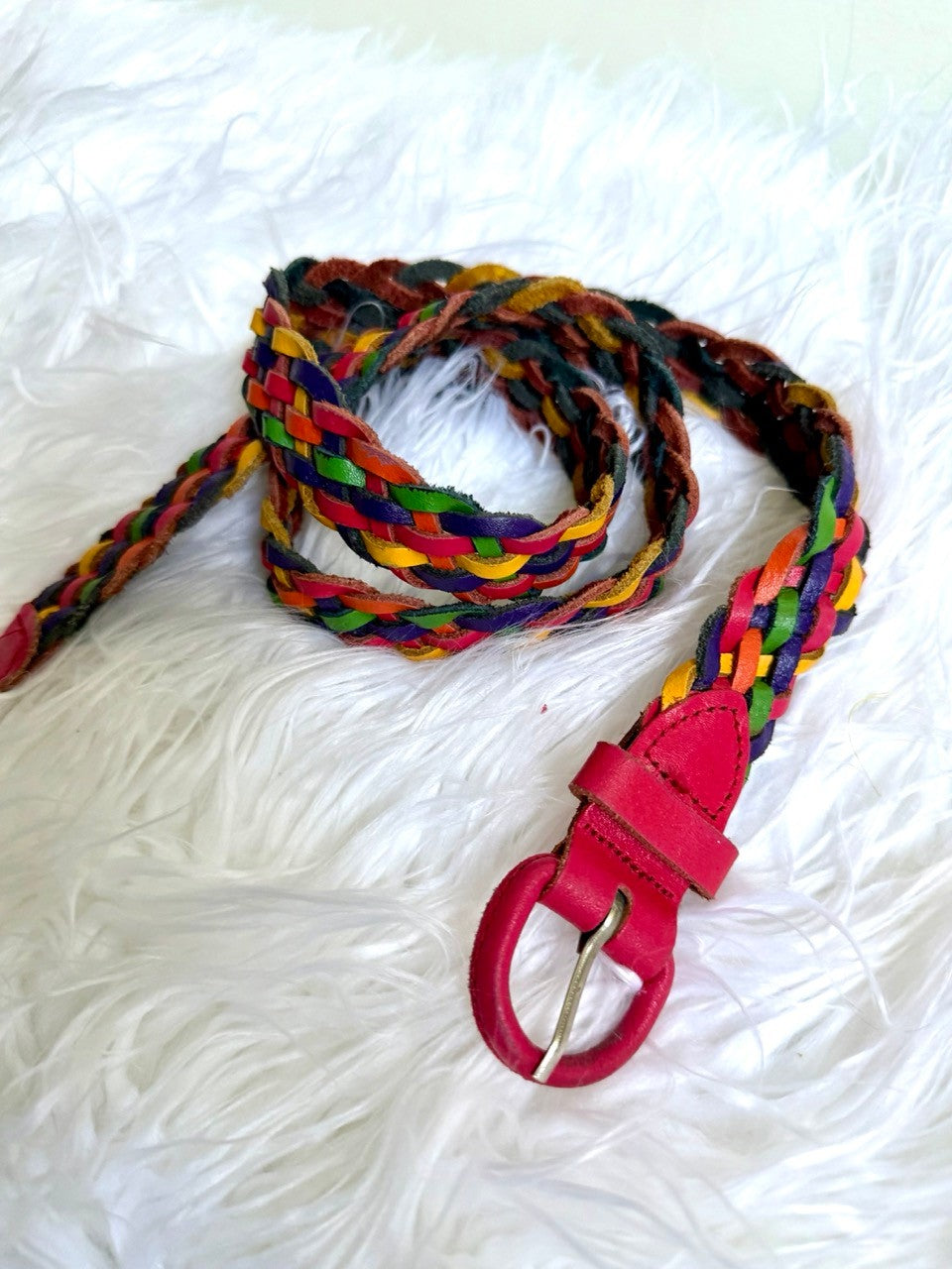 vintage leather braided belt