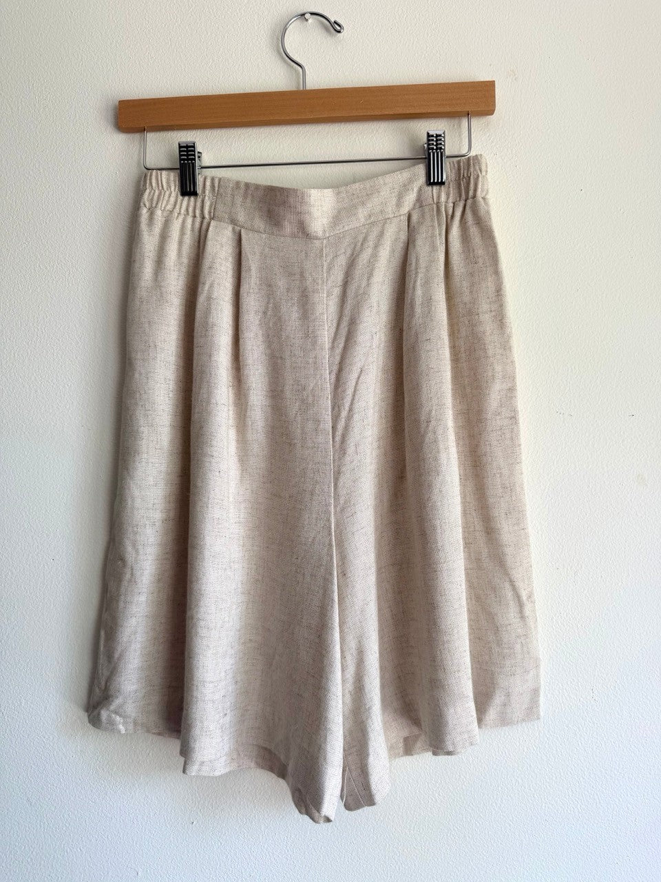 80s cream linen two piece shorts set