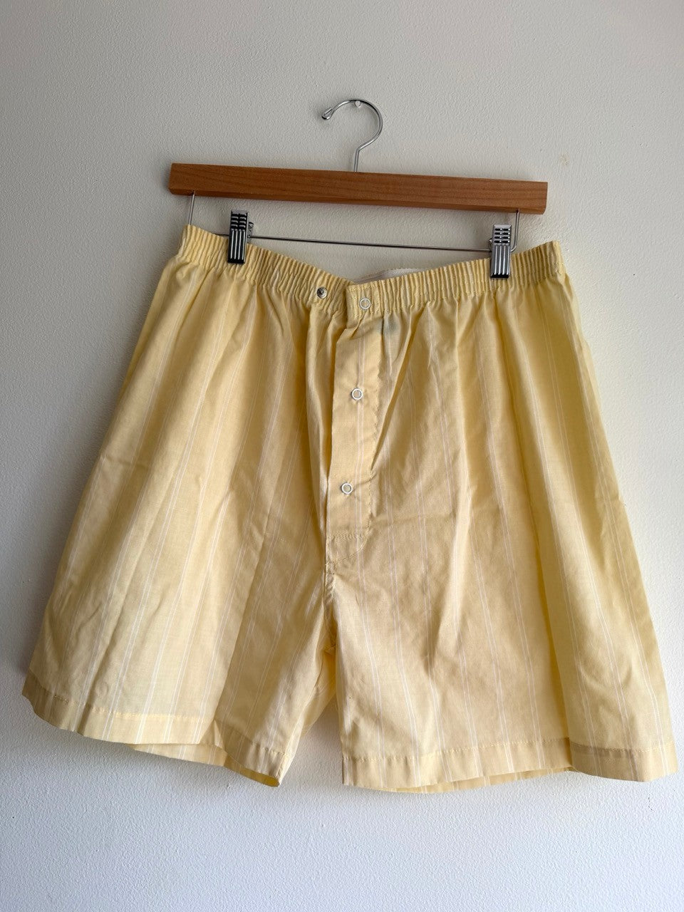 70s pale yellow striped shorts set