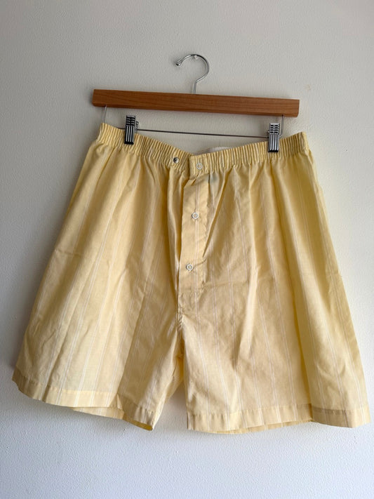 70s pale yellow striped shorts set