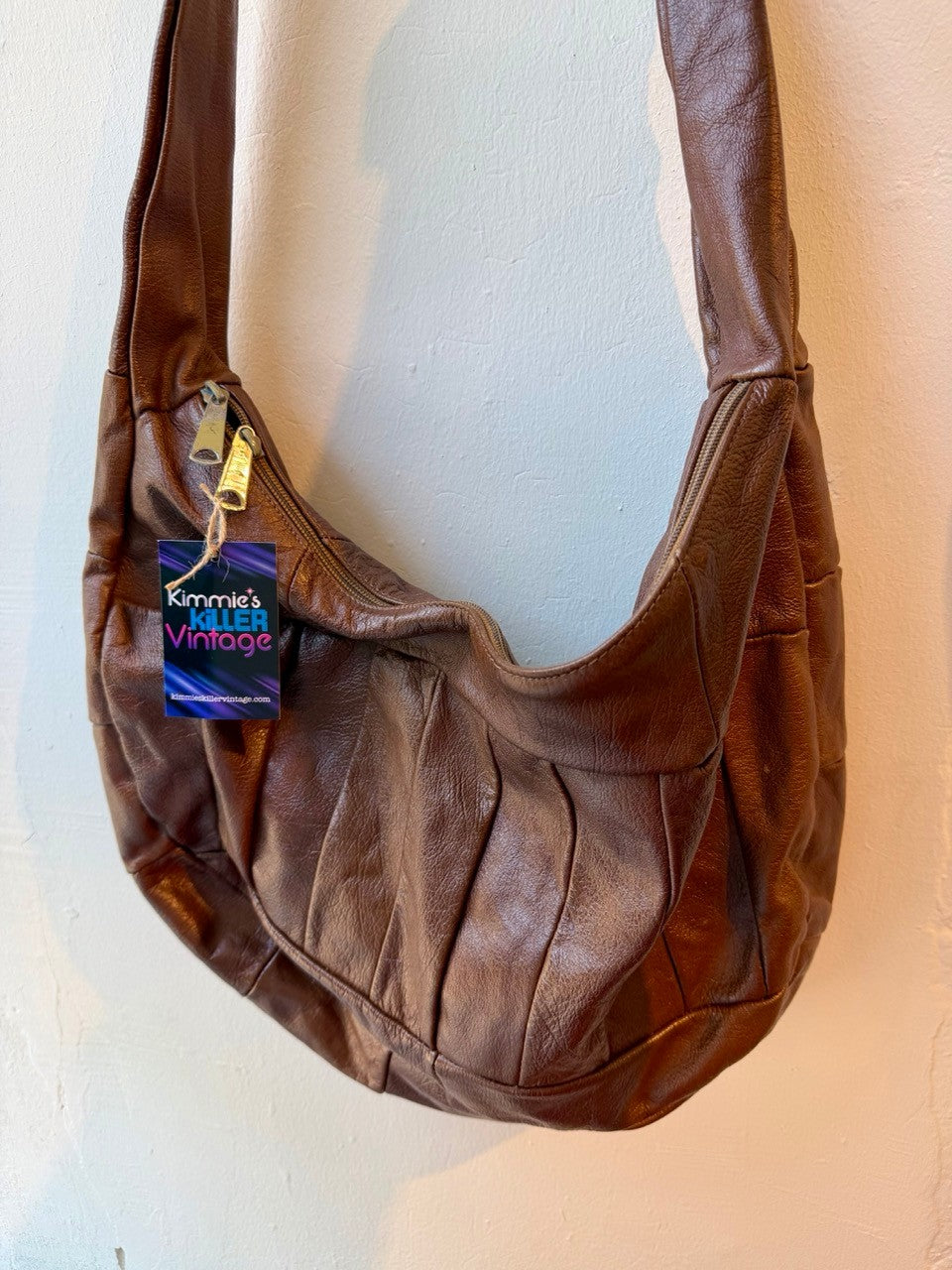 vintage brown leather patchwork bag