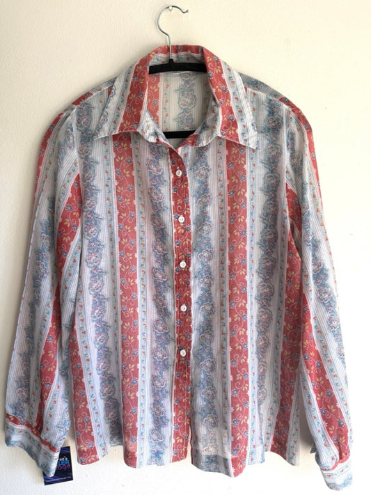 70s floral dagger collar shirt