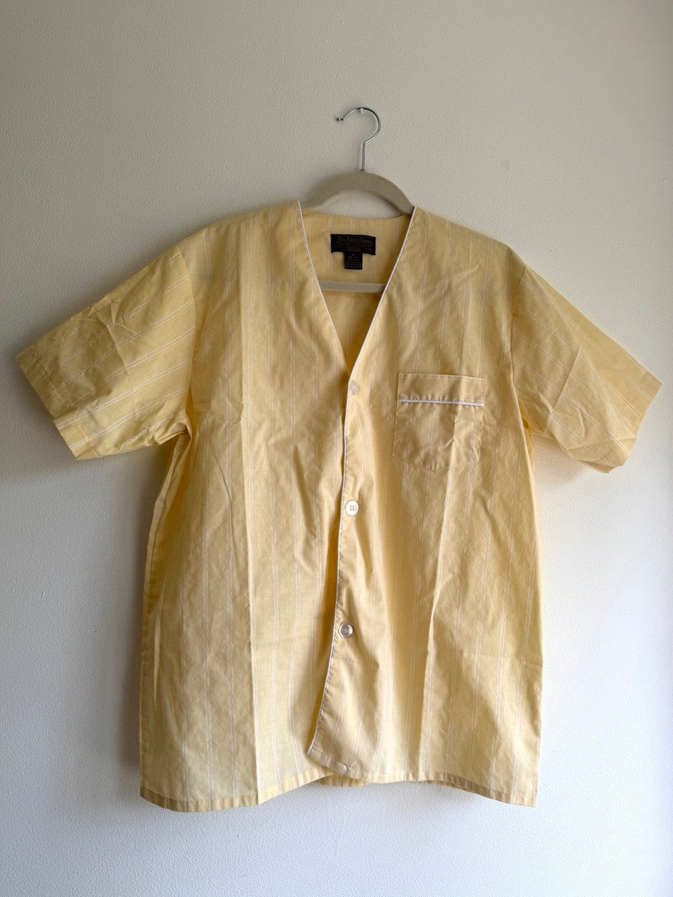 70s pale yellow striped shorts set