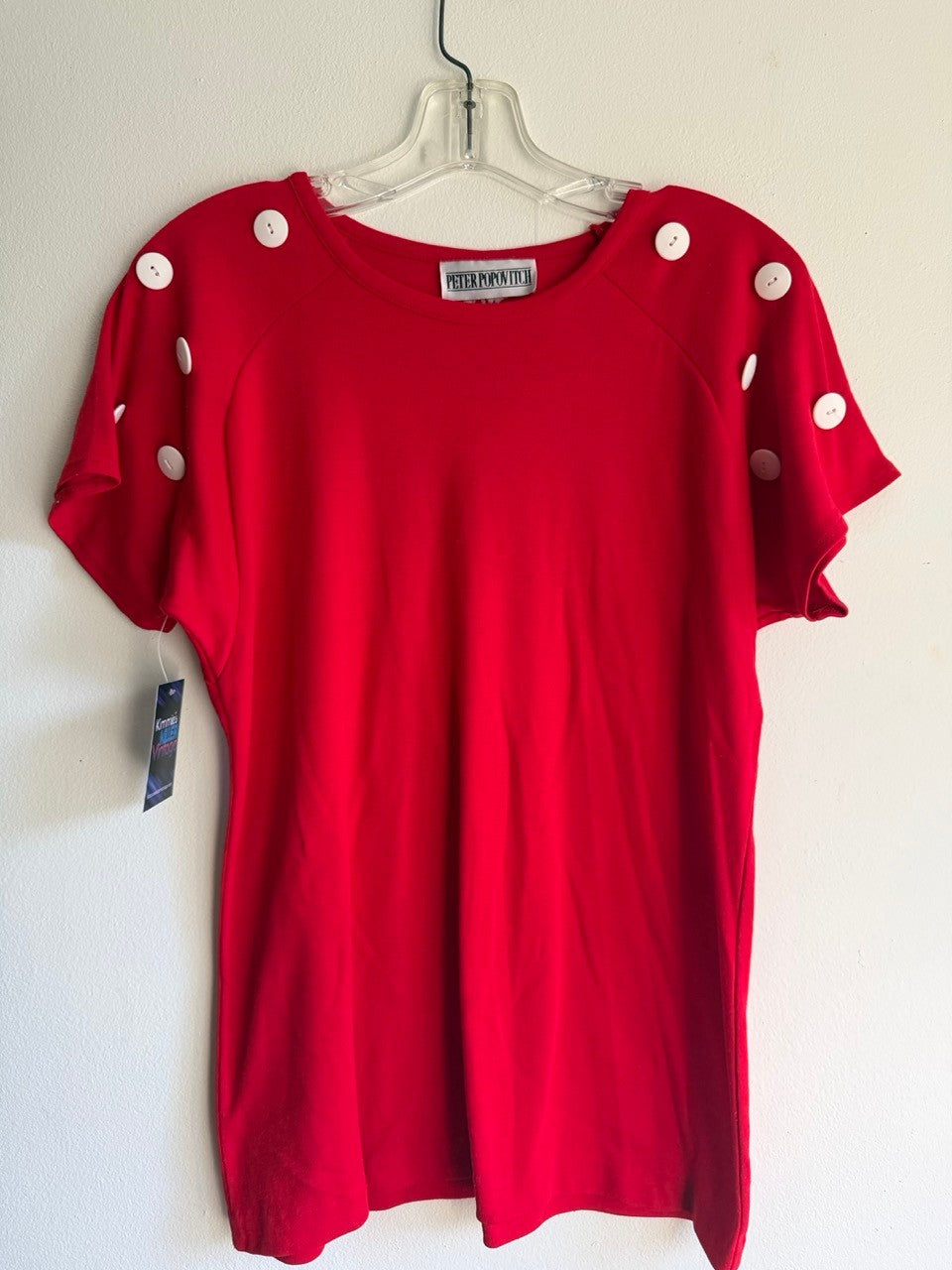 80s red poppin' buttons shorts set