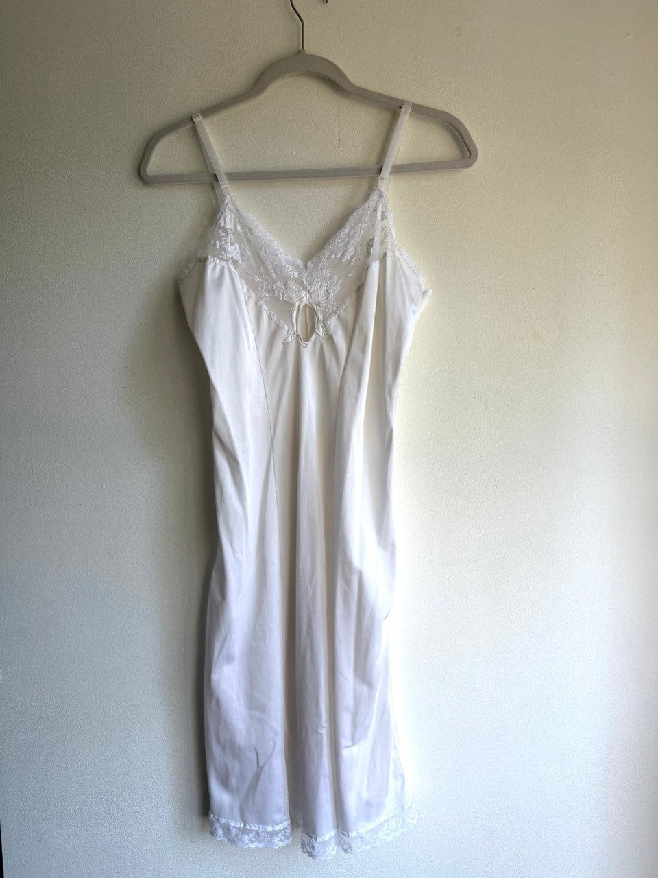 vintage white bow keyhole slip dress