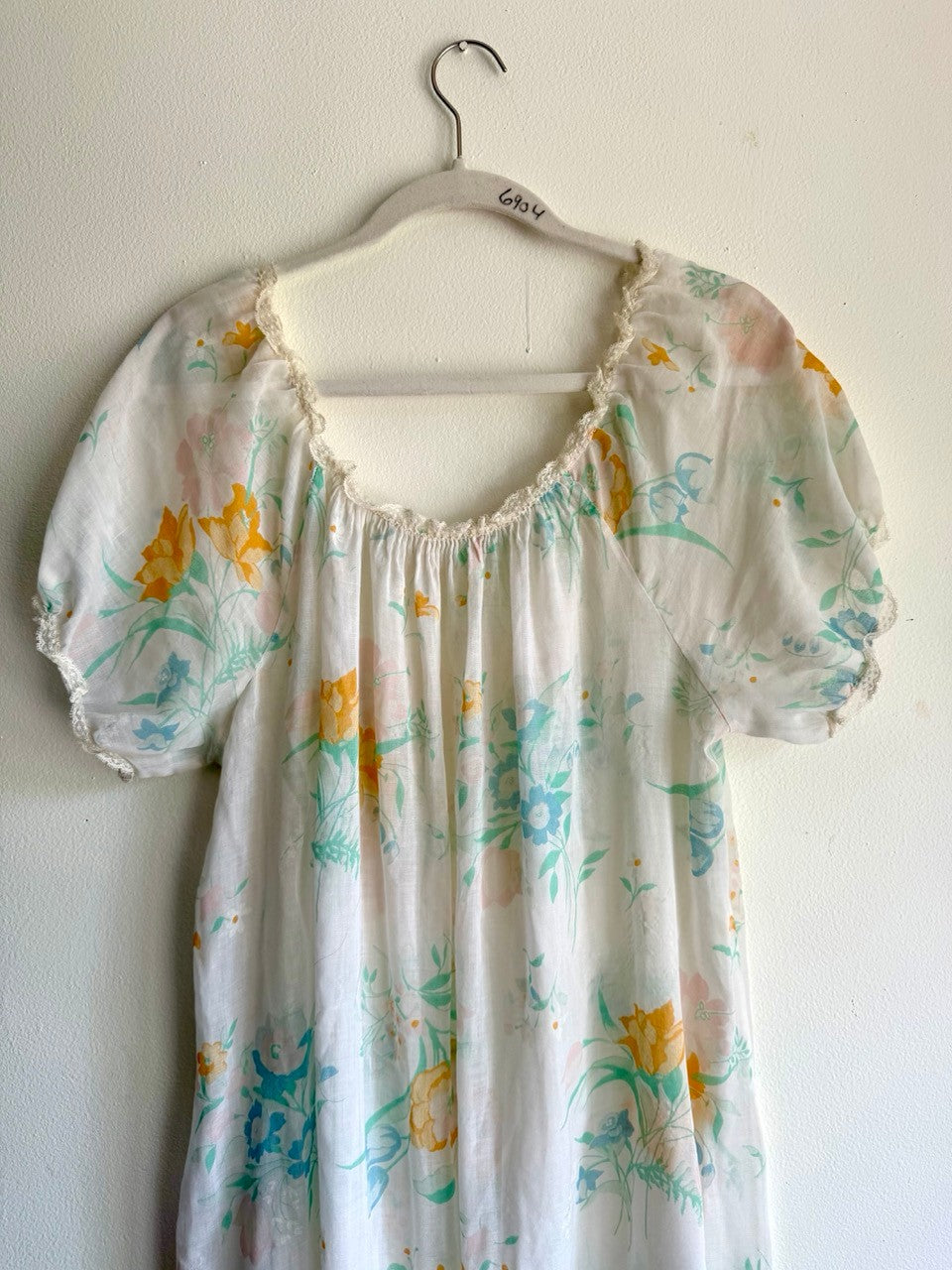 70s Bloomingdales semi sheer floral maxi dress