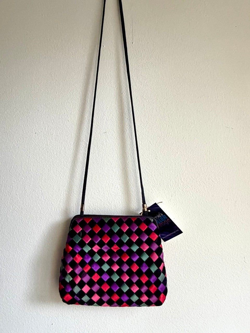 vintage woven crossbody purse