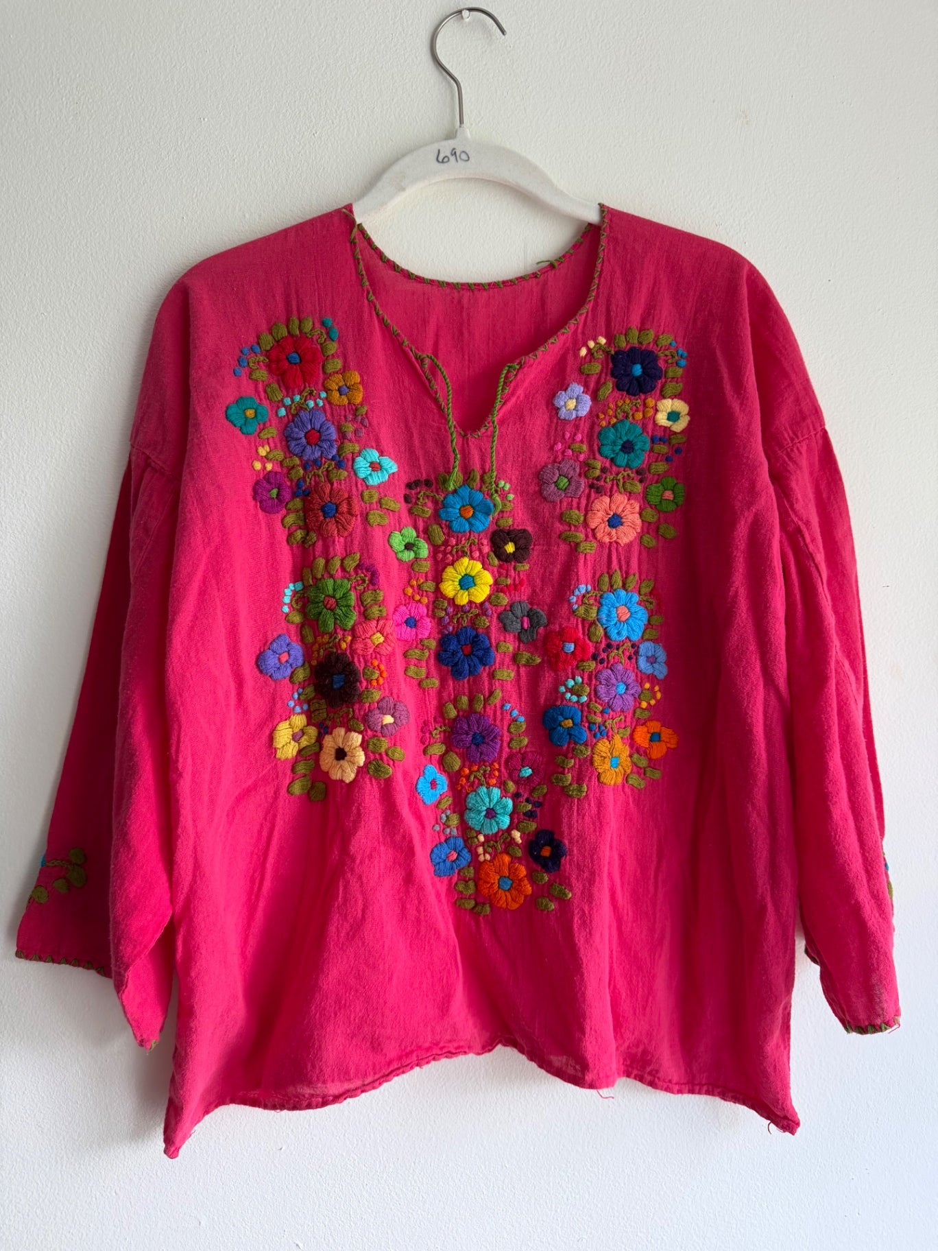 Vintage pink embroidered top