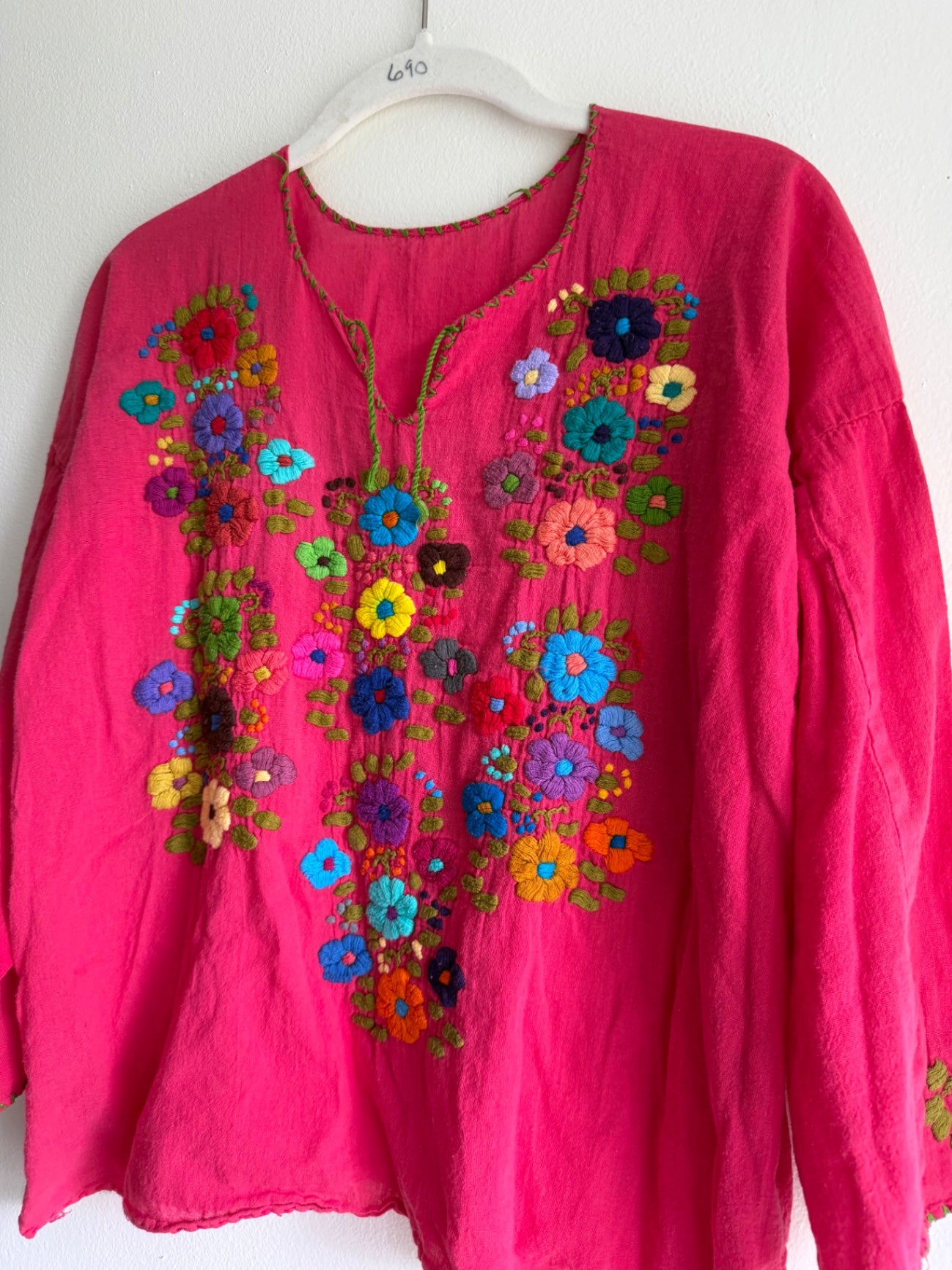 Vintage pink embroidered top