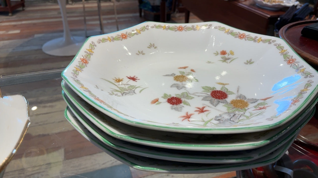 Ceramic Octagonal Shape Floral Bowls (4)