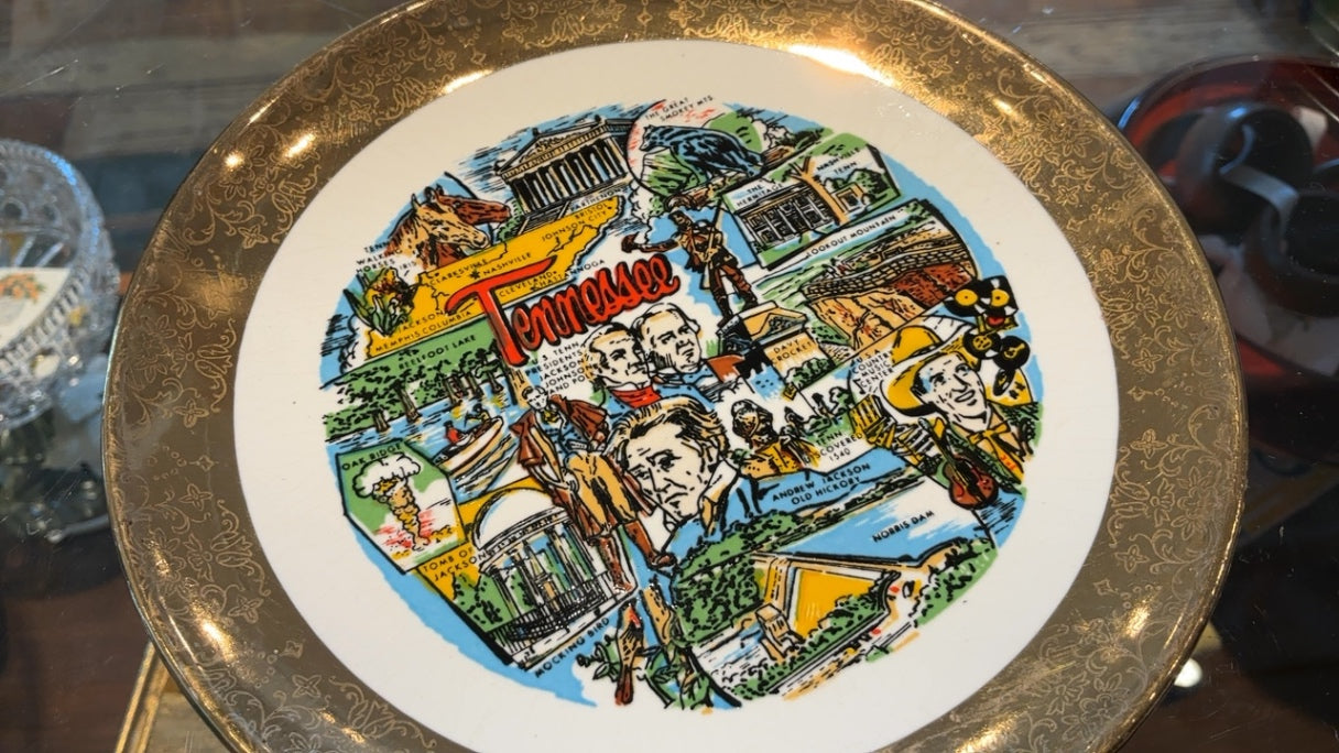 Tennessee Small Plate with Gold Rim 