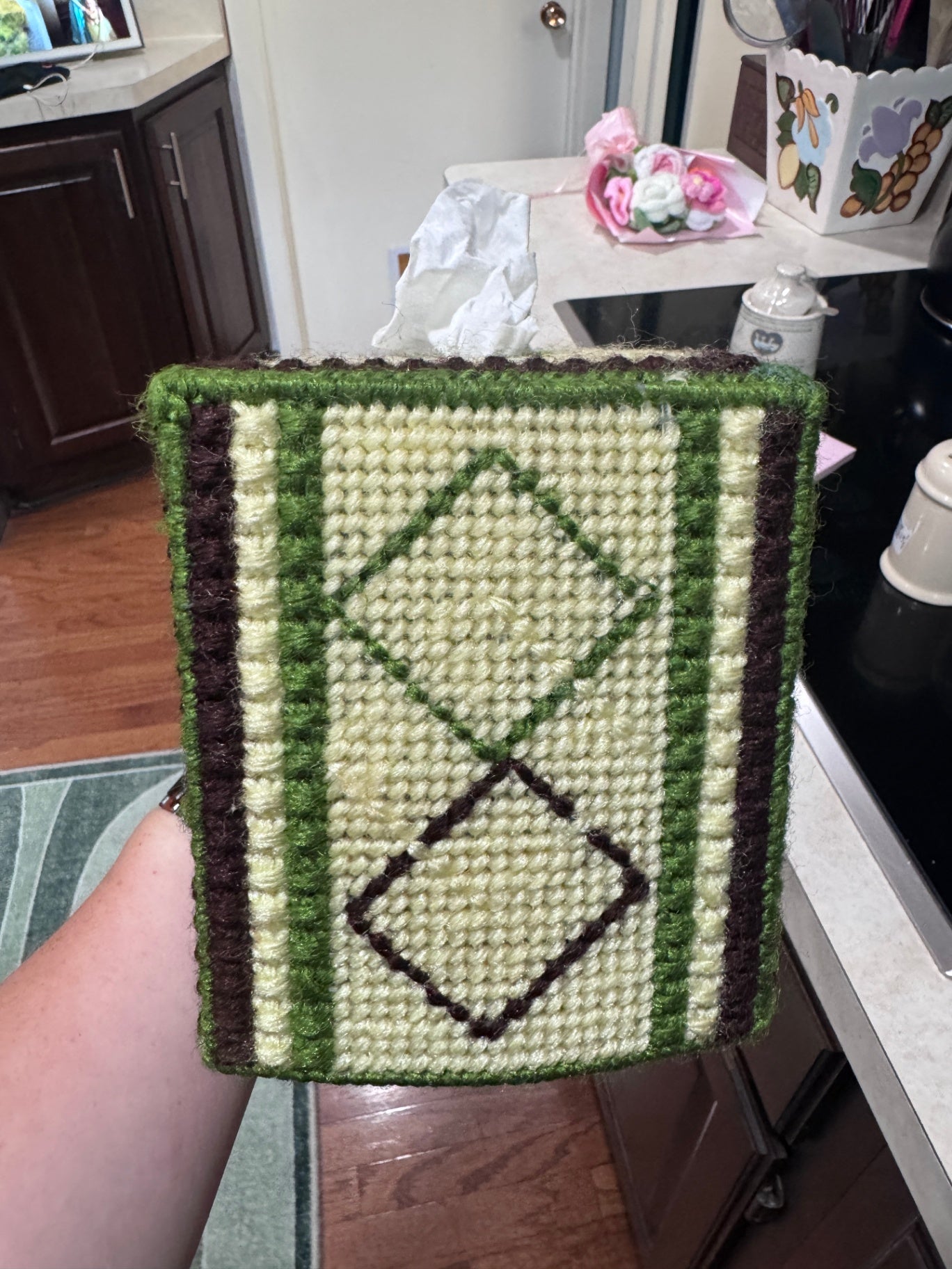 Vintage Green Handmade Tissue Box Cover