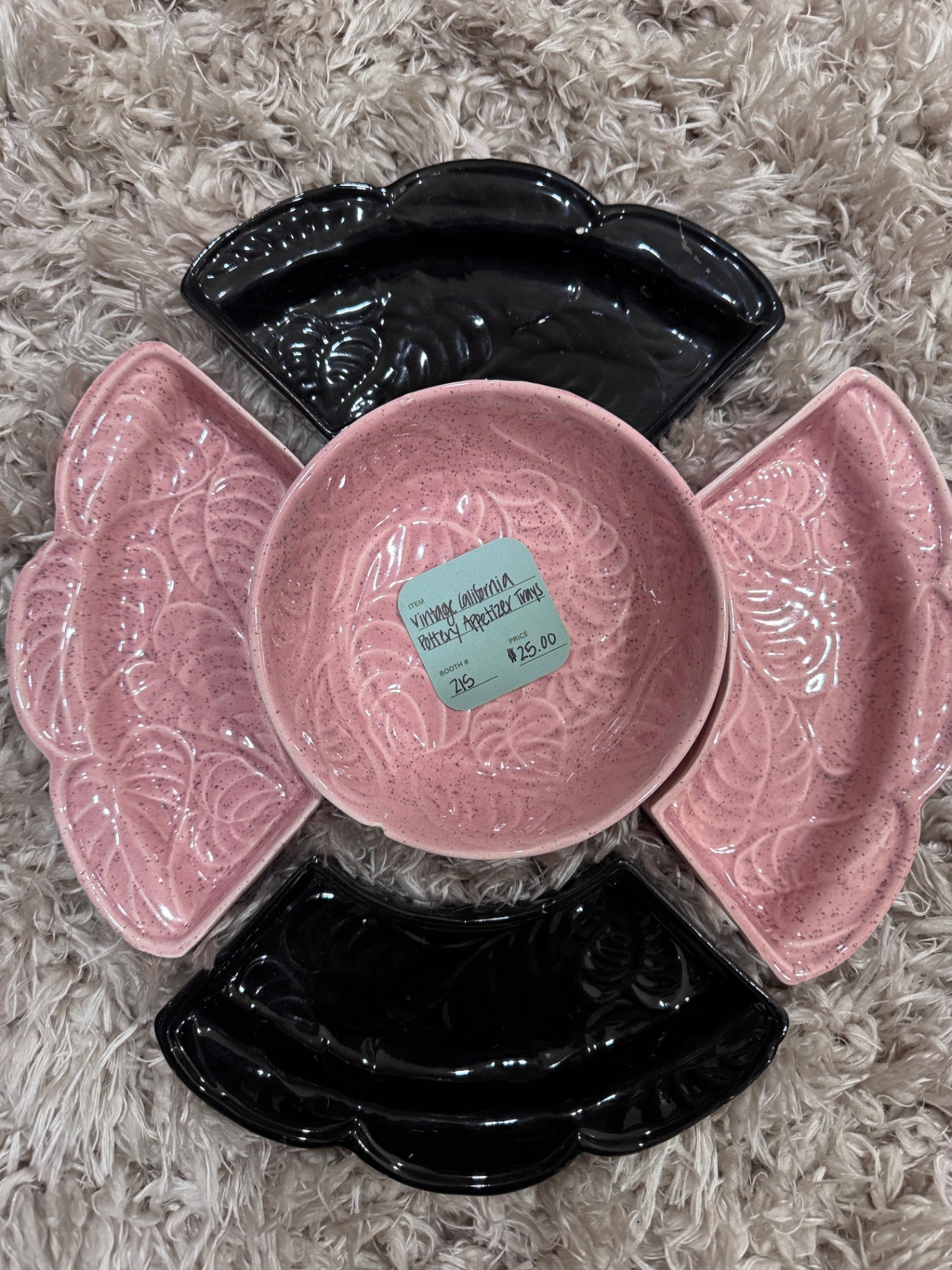 Vintage California Pottery Appetizer Tray Set (As Is)