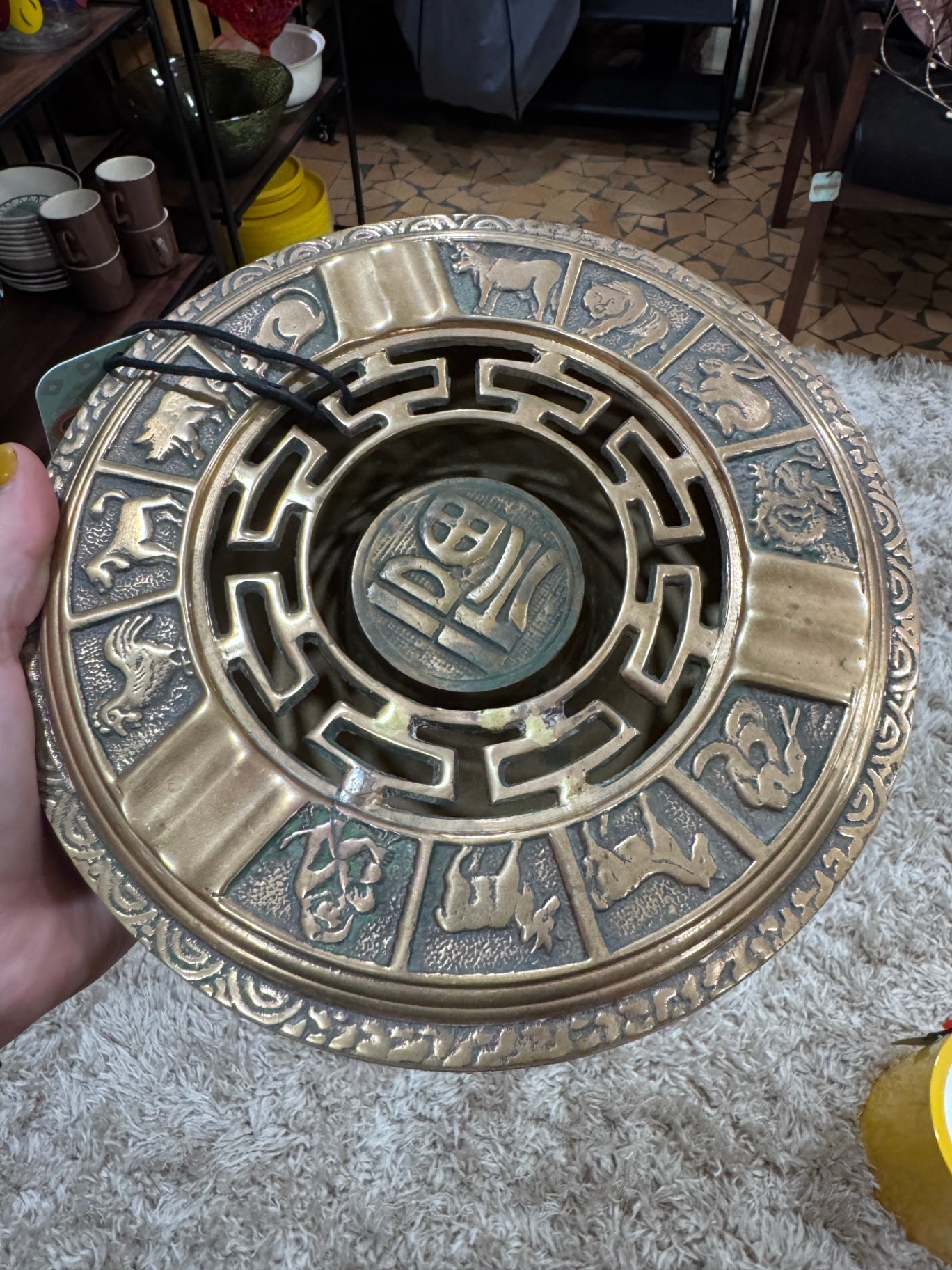 Vintage Brass Chinese Zodiac Incense Burner