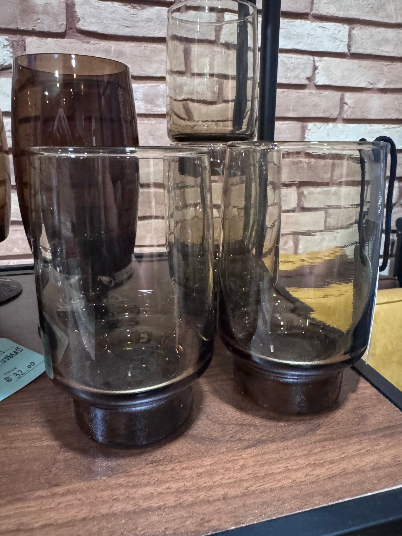 Set of 5 Libbey Tawny Smokey Glass Tumblers