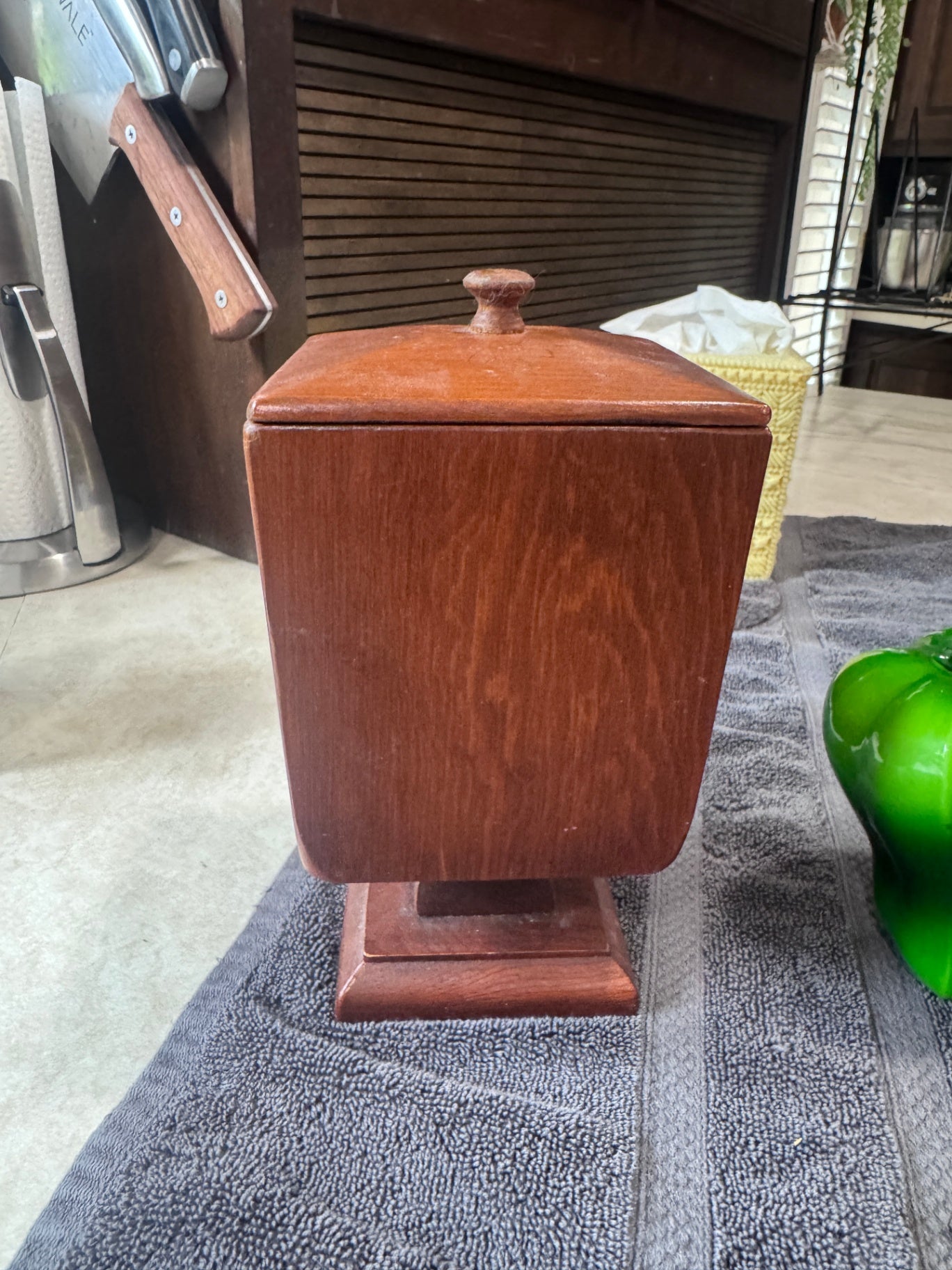 MCM Wood Pedestal Box with Lid
