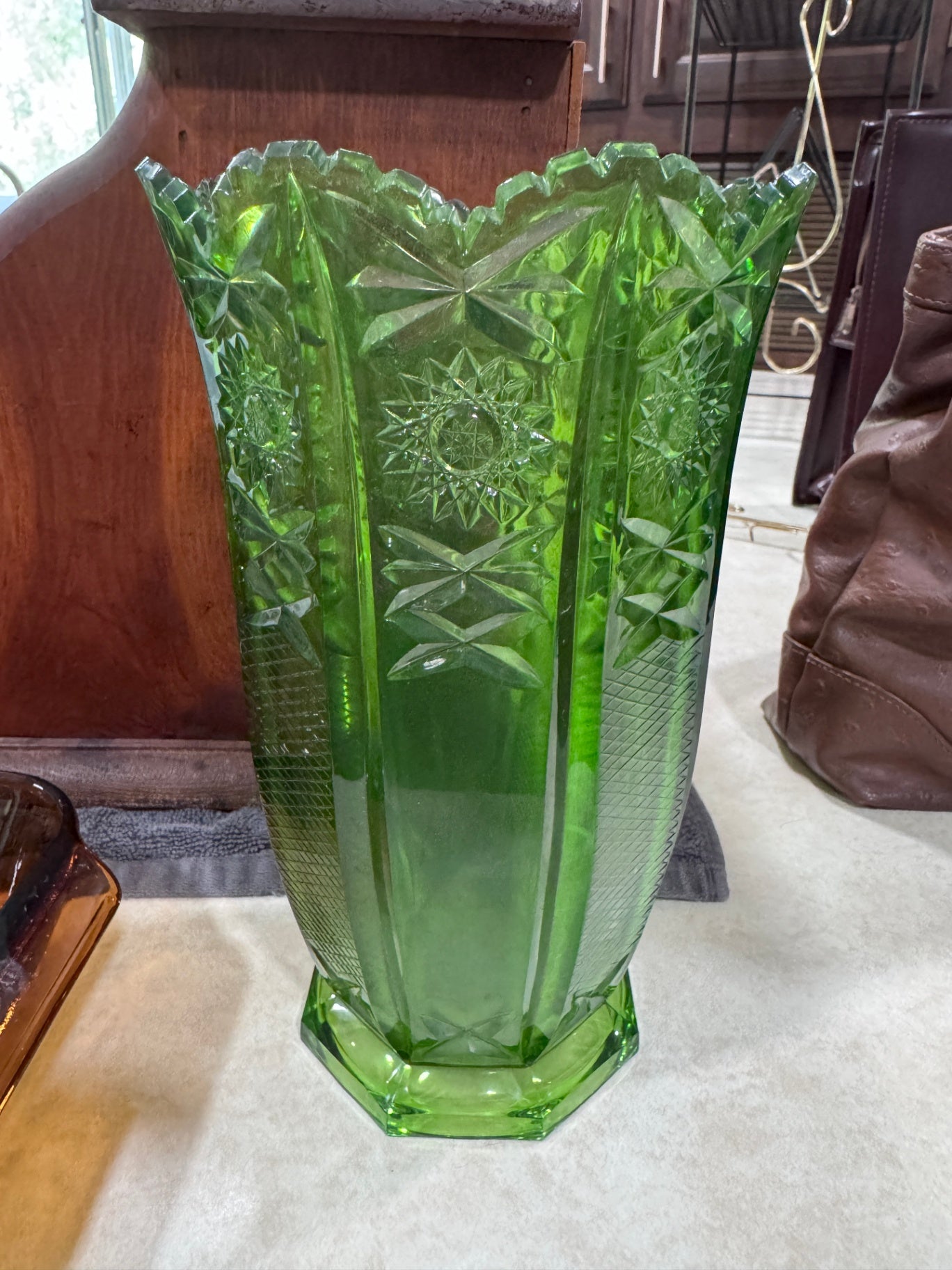 Vintage Avocado Green Vase