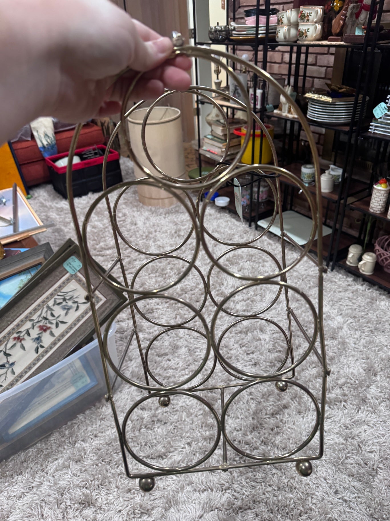 Vintage MCM Brass Wine Bottle Holder