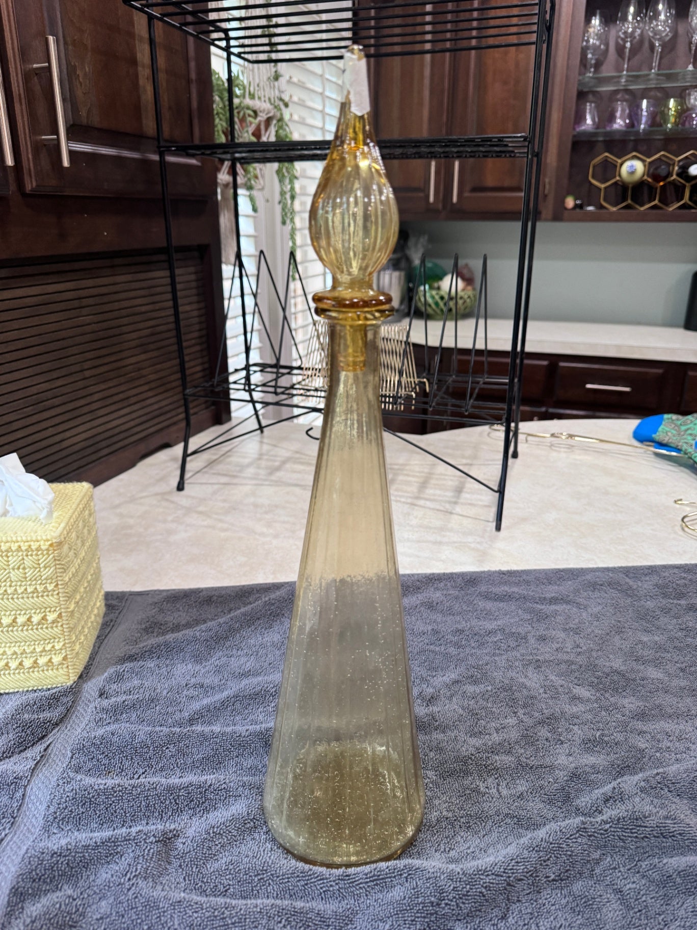 Vintage Amber Empoli Genie Bottle Decanter