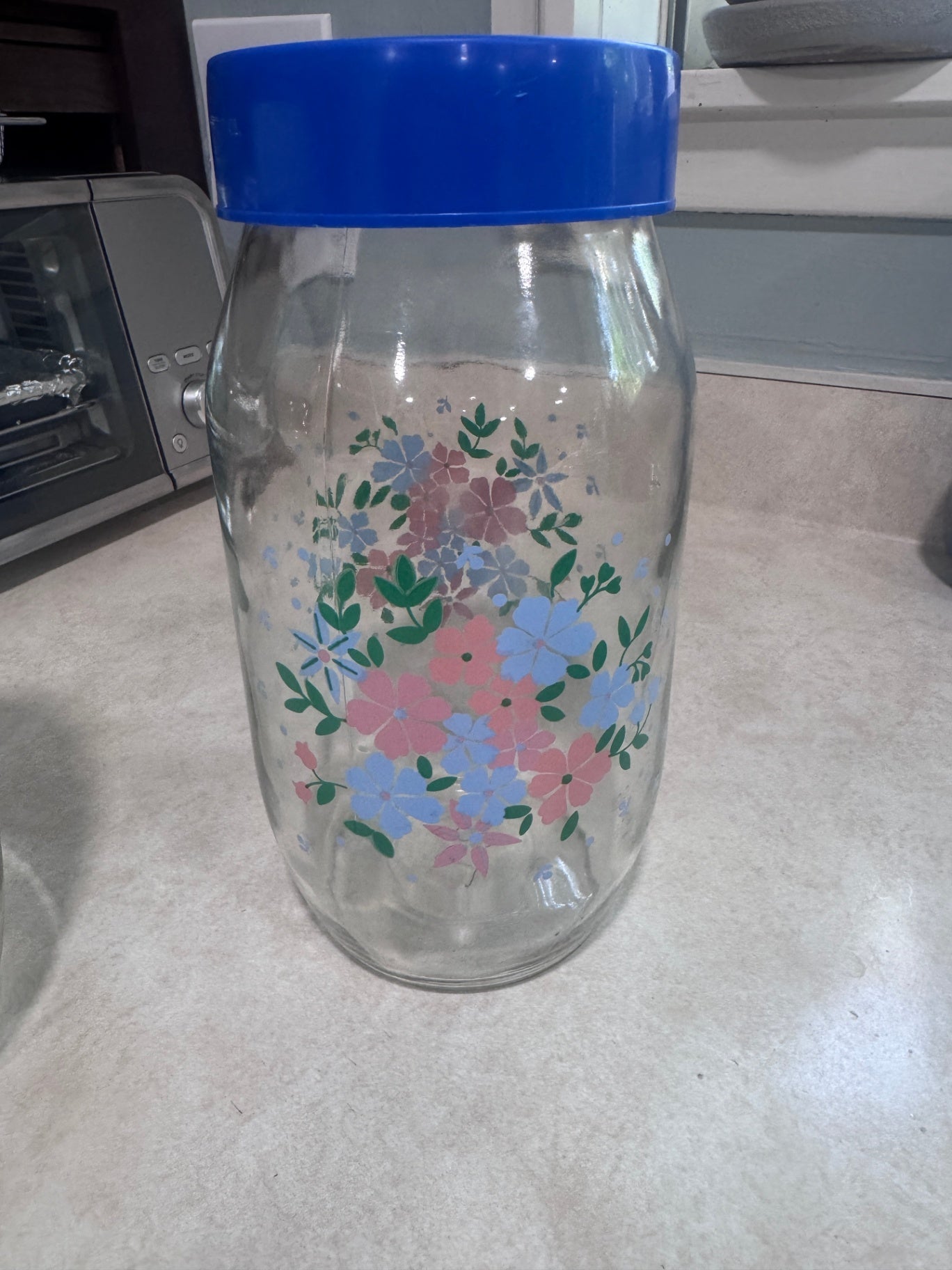 Vintage Carlton Glass 1.5L Jars with Blue Top