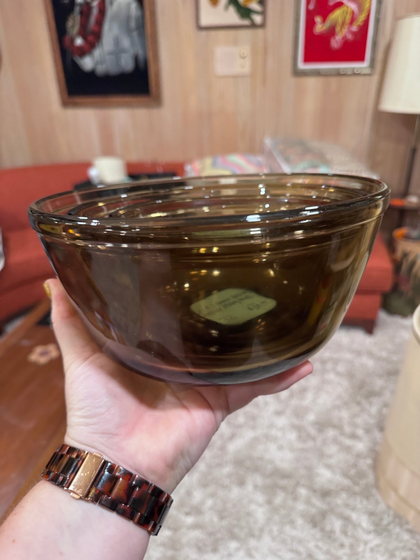 Set of 3 Anchor Hocking Amber Mixing Bowls