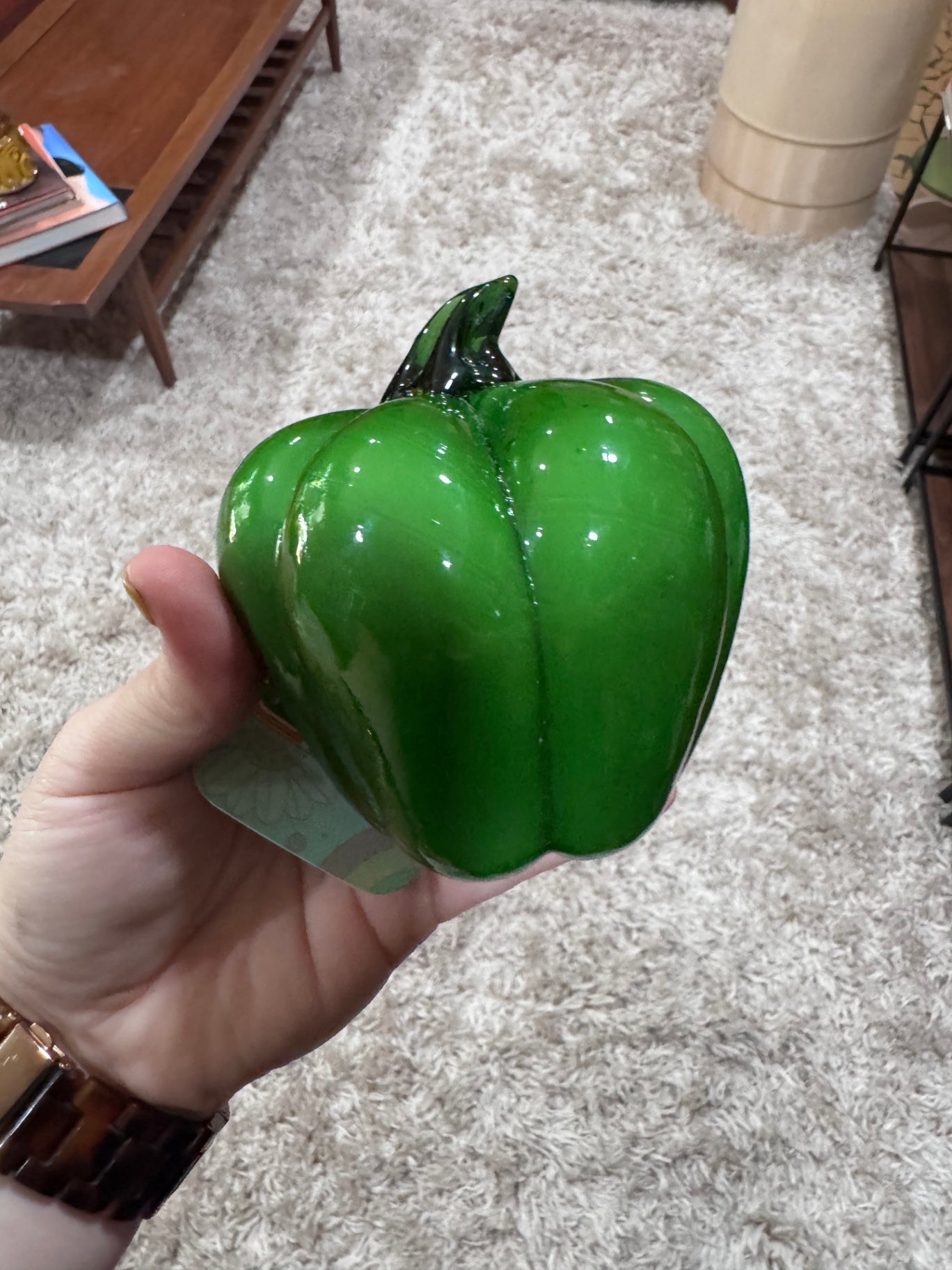 MCM Blown Glass Green Bell Pepper