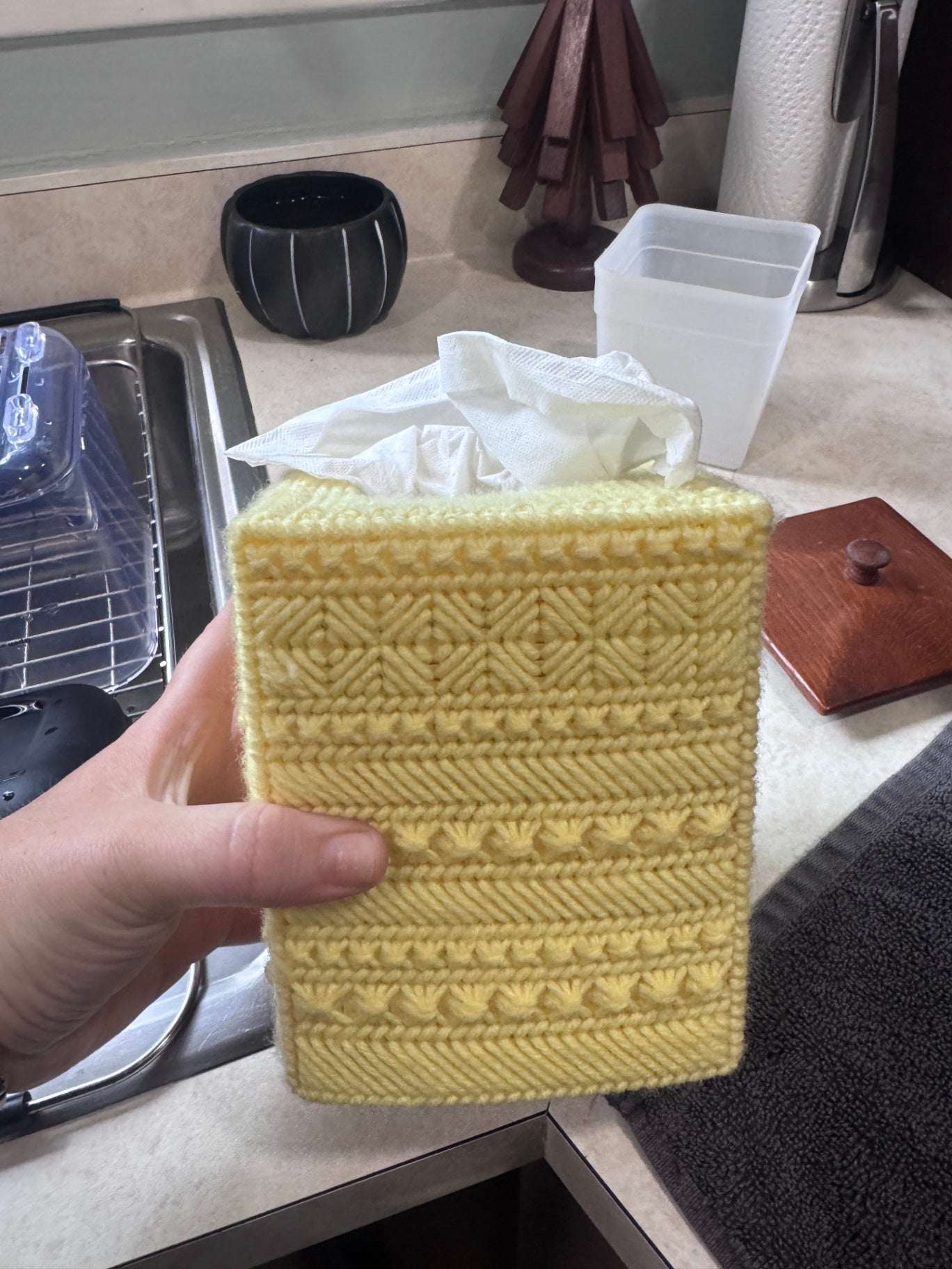 Vintage Yellow Tissue Box Holder